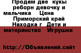 Продам две  кукы реборн девочку и мальчика  › Цена ­ 25 000 - Приморский край, Находка г. Дети и материнство » Игрушки   